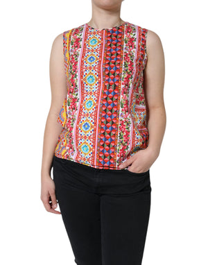 Mehrfarbiges Carretto-Tanktop aus Baumwolle mit Blumenmuster