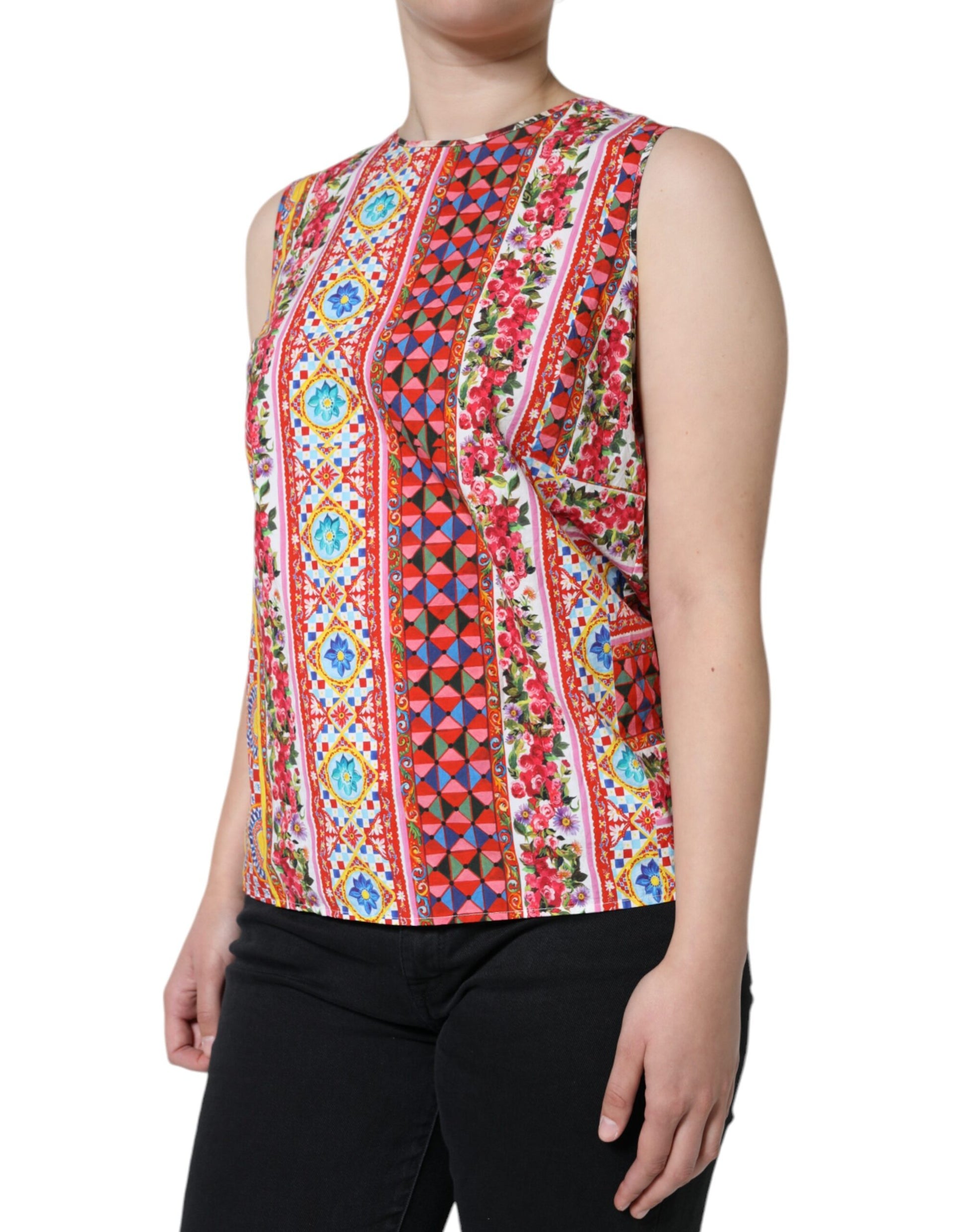 Mehrfarbiges Carretto-Tanktop aus Baumwolle mit Blumenmuster