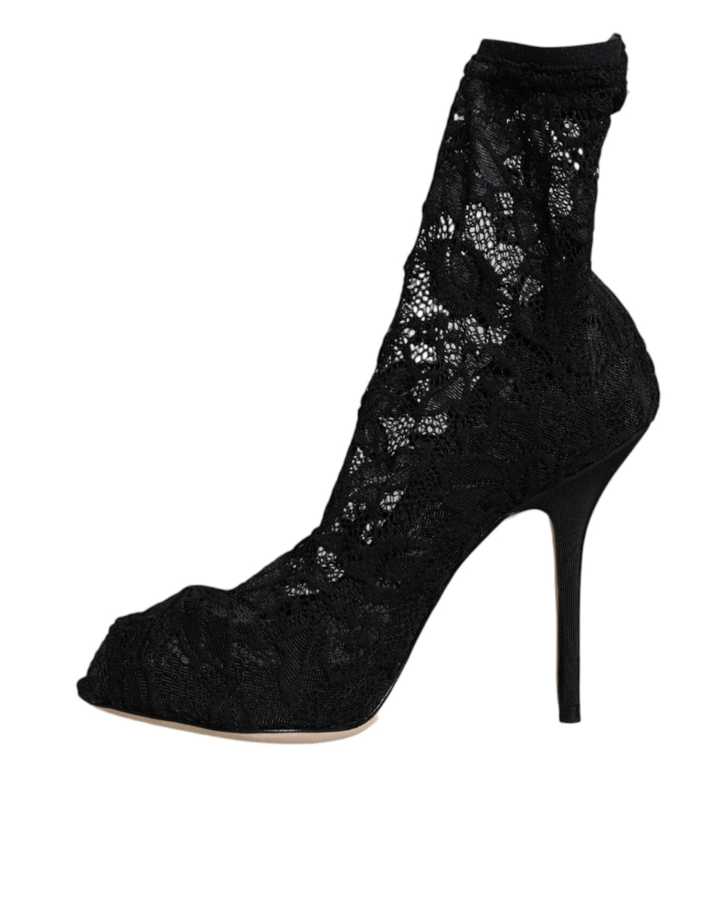 Schwarze Stiefeletten mit Stretch-Absatz und Spitze in Wadenmitte