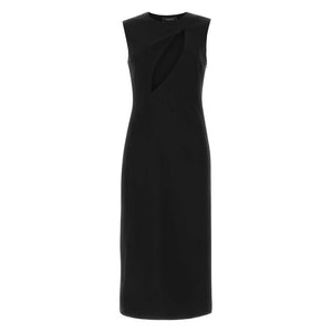 Schwarzes Viskose-Damenkleid