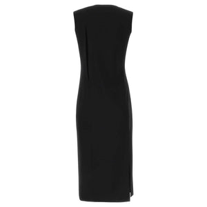 Schwarzes Viskose-Damenkleid