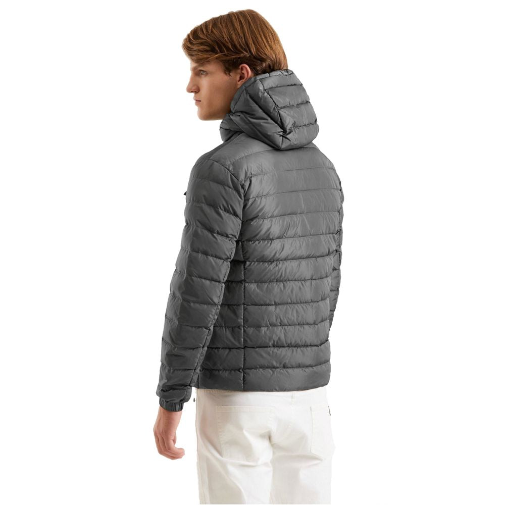 Gray Nylon Men's Down Jacket