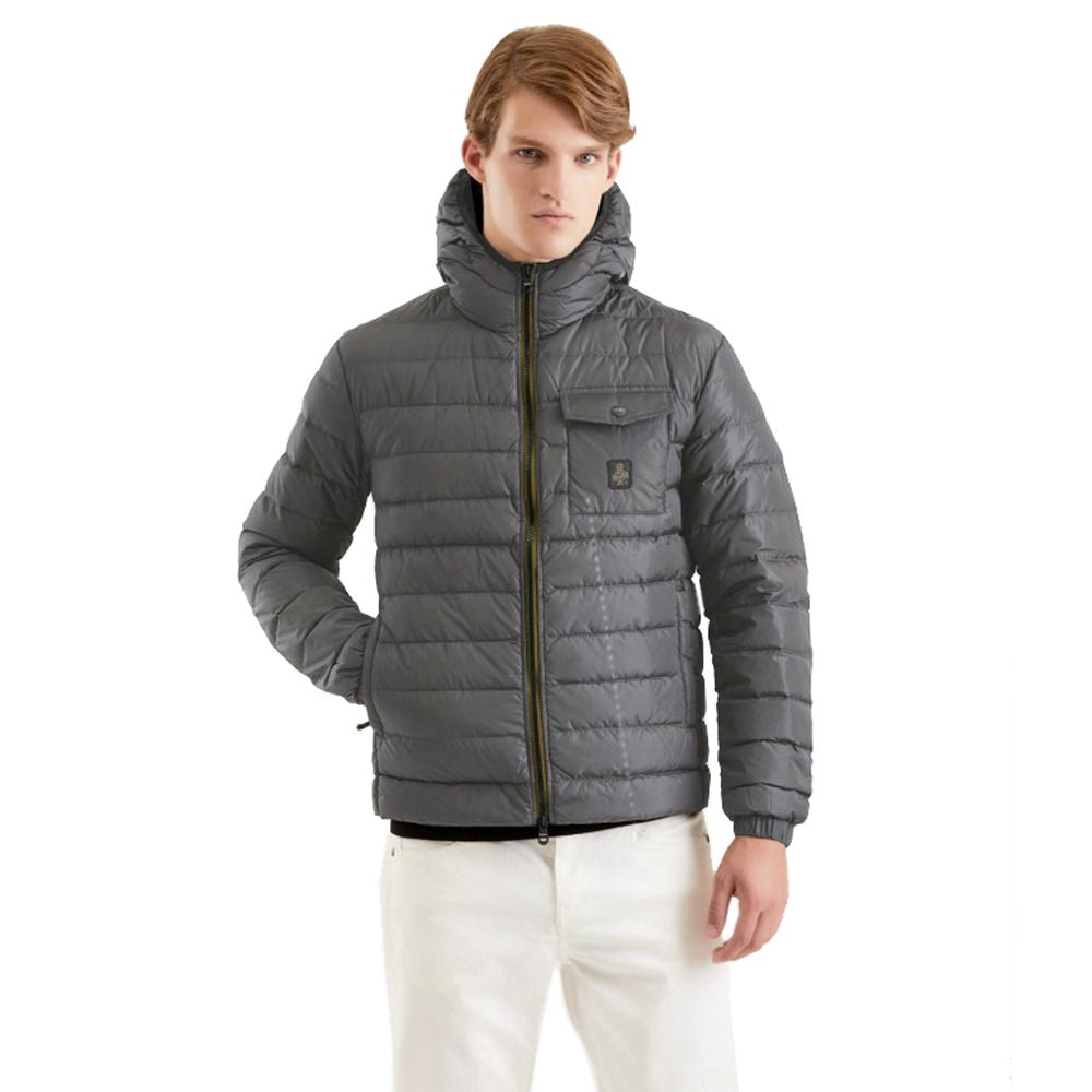 Gray Nylon Men's Down Jacket