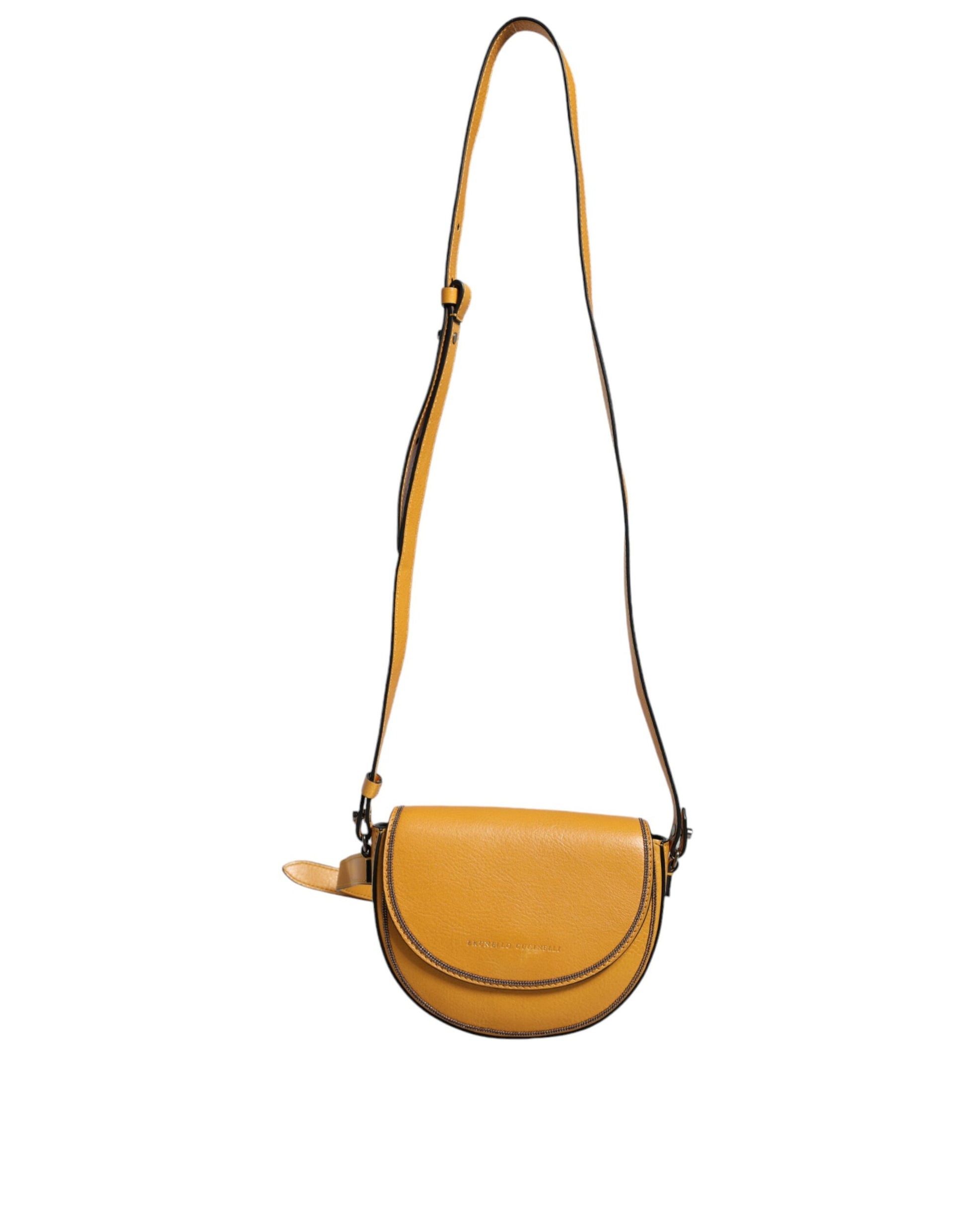Hellbraune Schultertasche aus Leder mit Logo