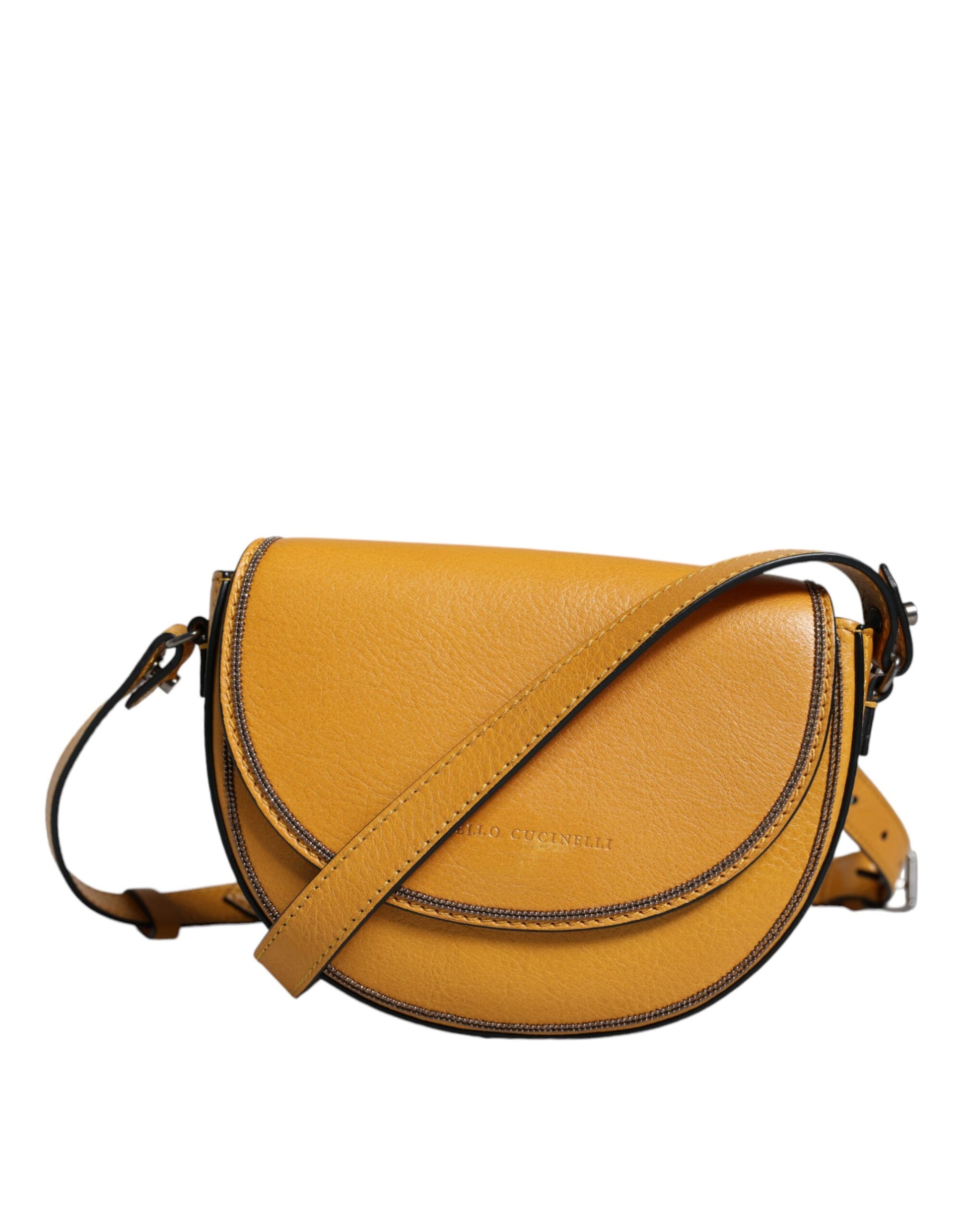 Hellbraune Schultertasche aus Leder mit Logo
