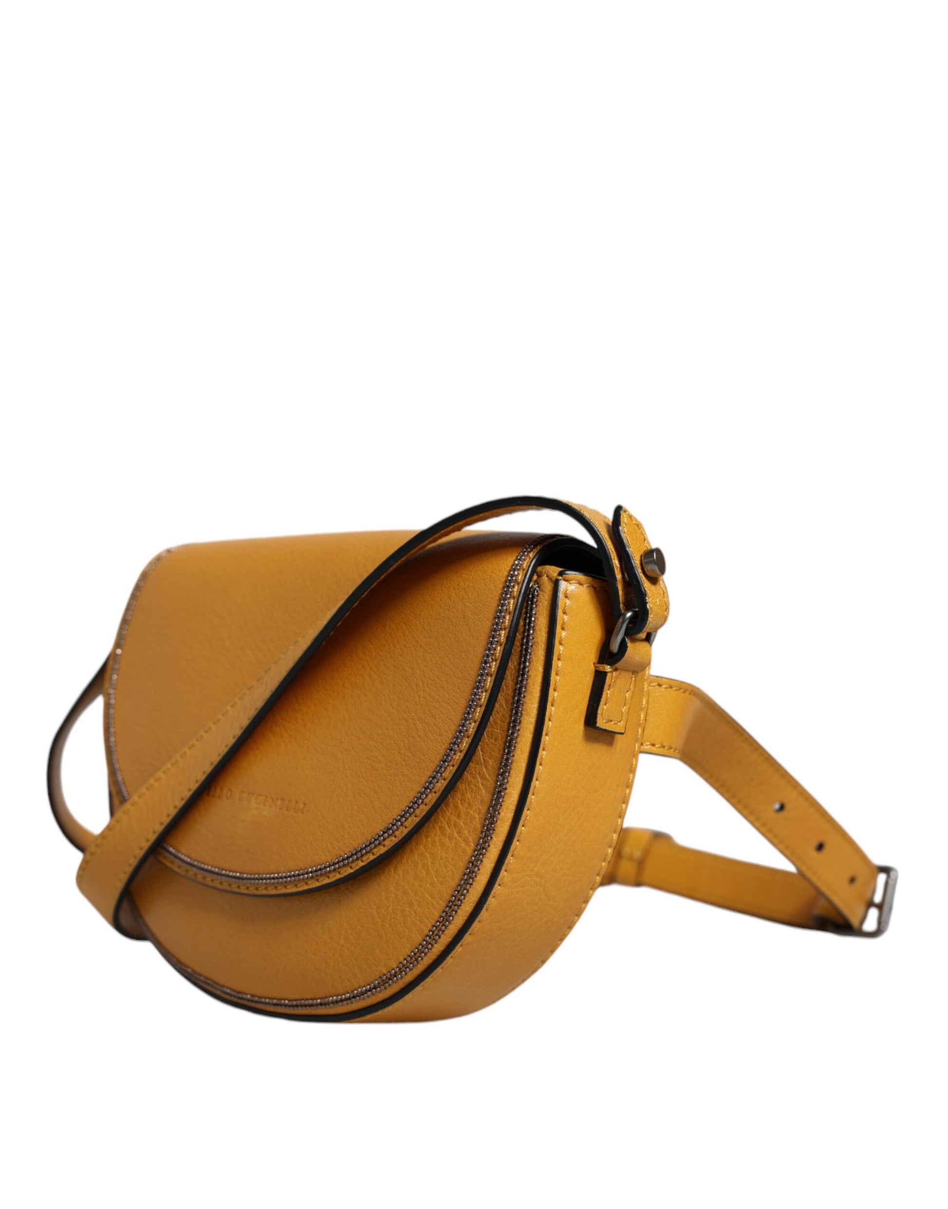 Hellbraune Schultertasche aus Leder mit Logo