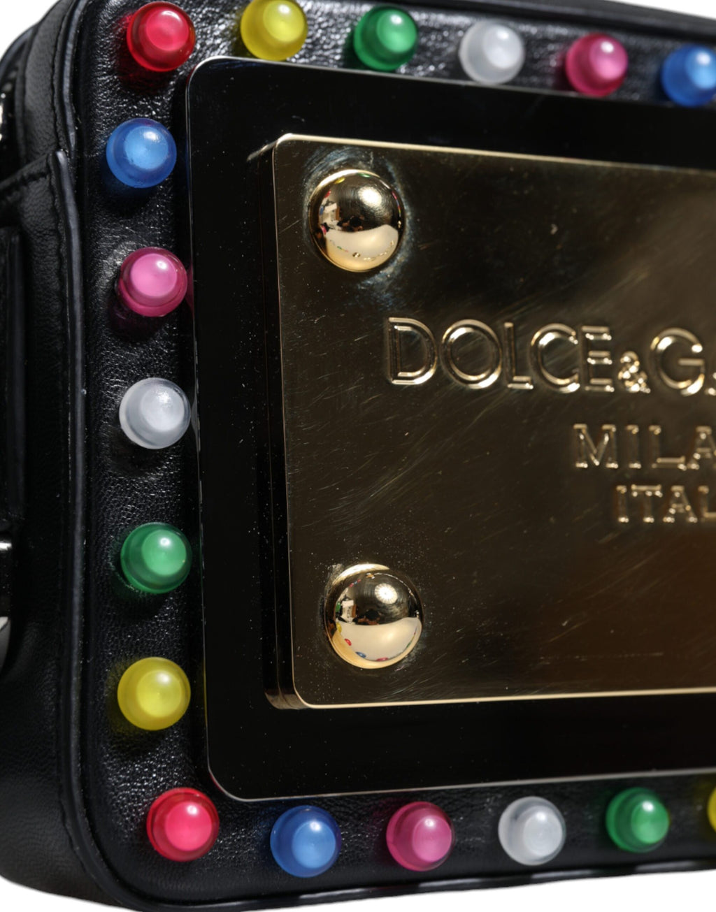 Schwarze Gürteltasche aus Leder mit LED-Logo