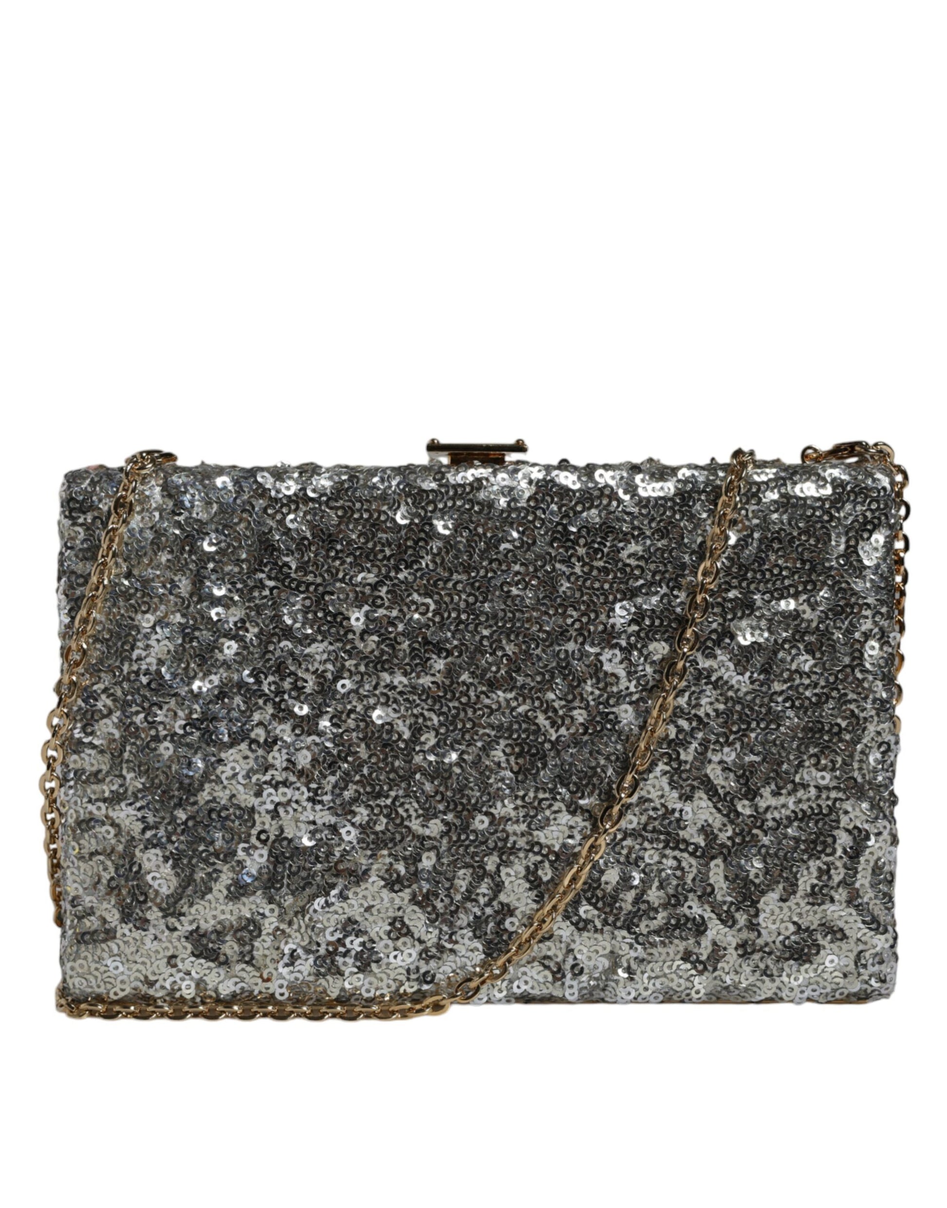 Silberne Clutch mit Pailletten für den Abend