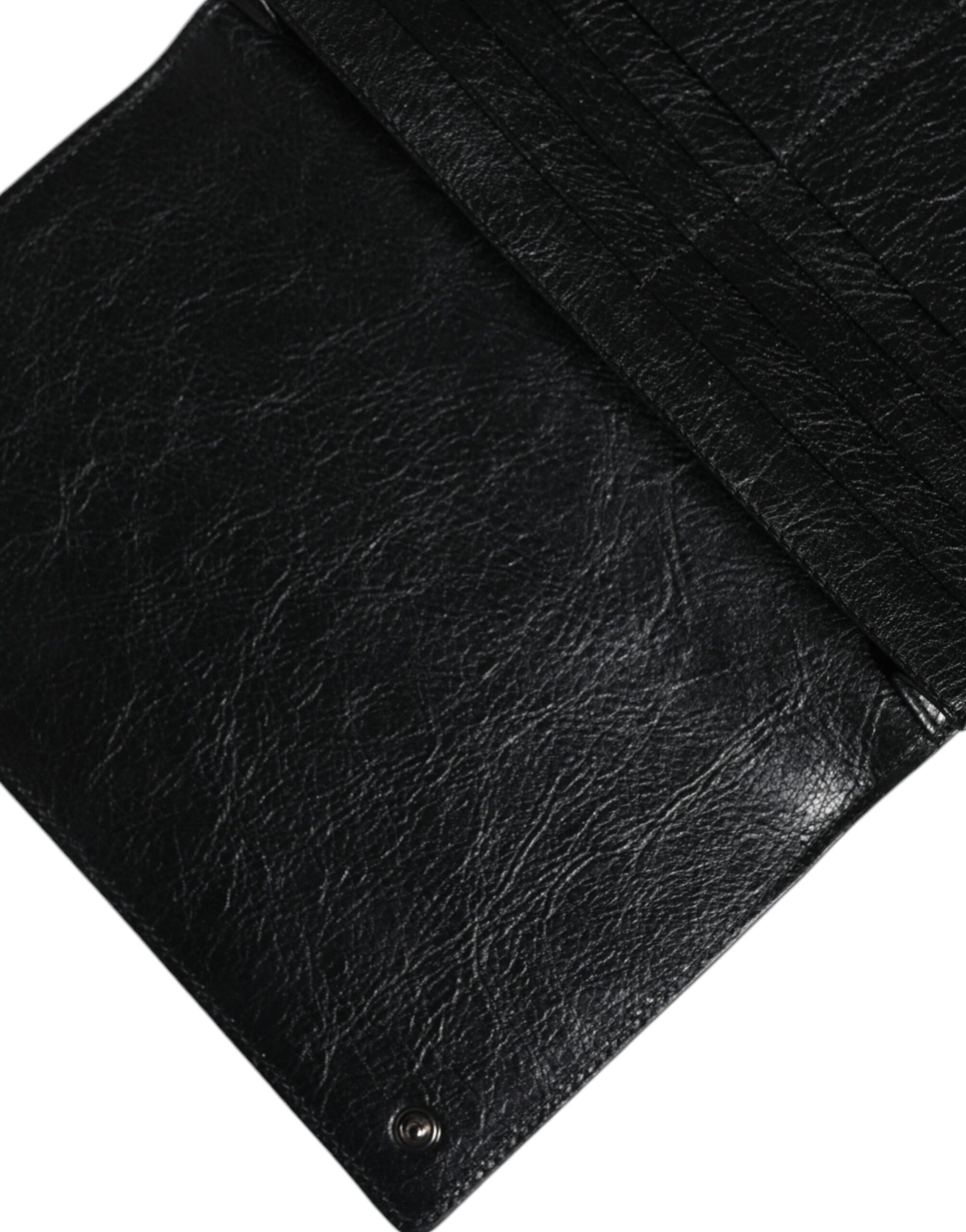 Schwarze Umhängetasche aus Leder mit zweifachem DG-Logo und Kartenfach