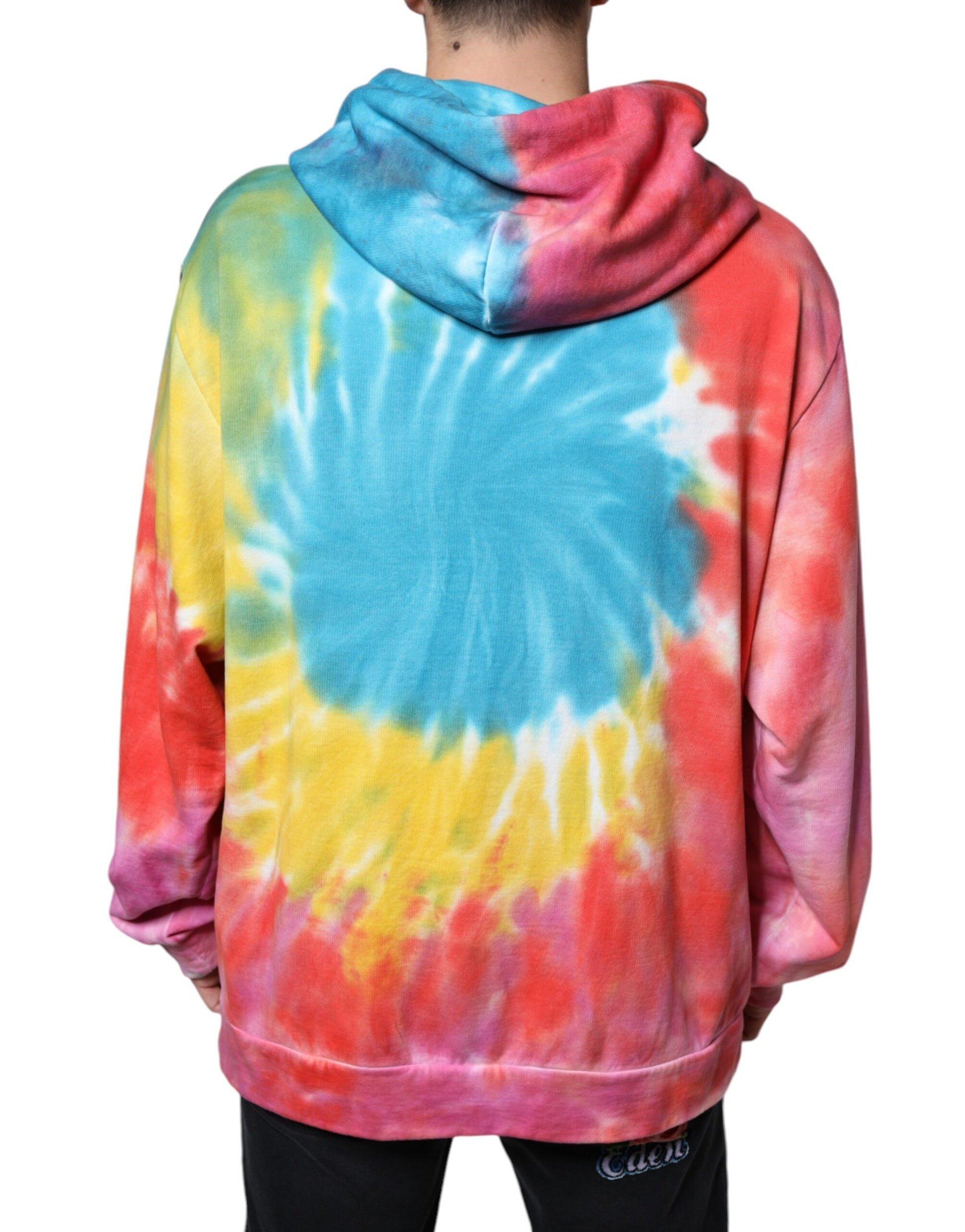 Mehrfarbiger Kapuzenpullover mit Batikmuster