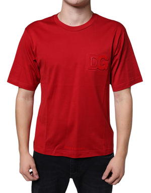 Rotes T-Shirt aus Baumwolle mit Rundhalsausschnitt und DG-Logoprint