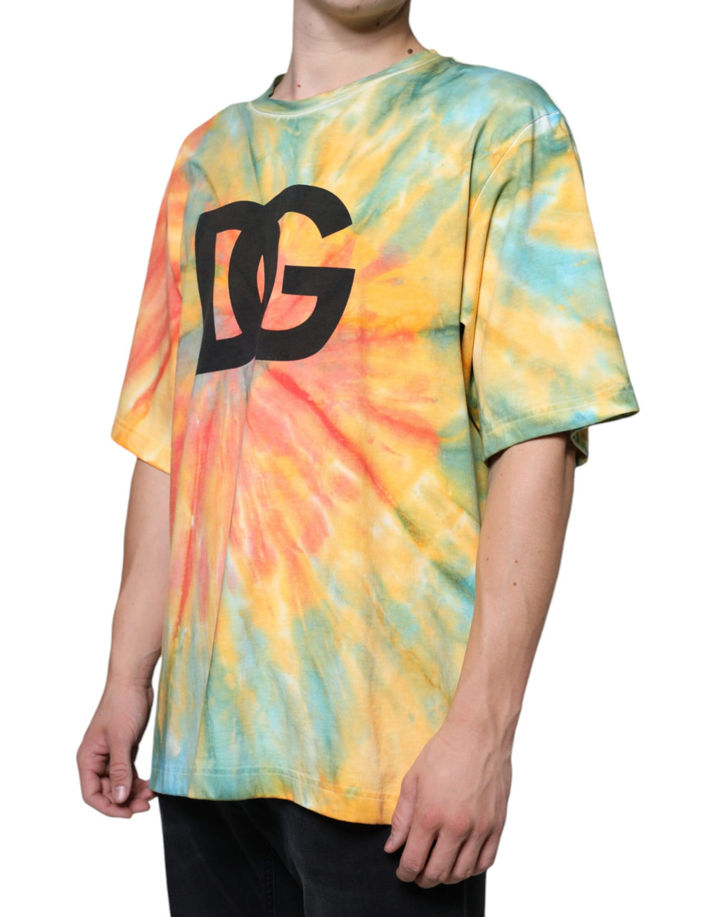 Mehrfarbiges T-Shirt aus Baumwolle mit Batik-Logo