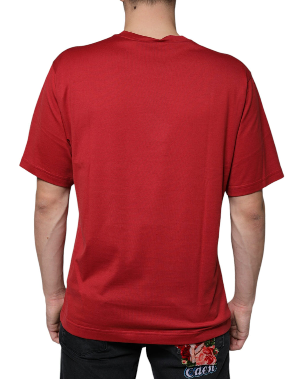 Rotes Baumwoll-T-Shirt mit Rundhalsausschnitt und DG-Logo-Print