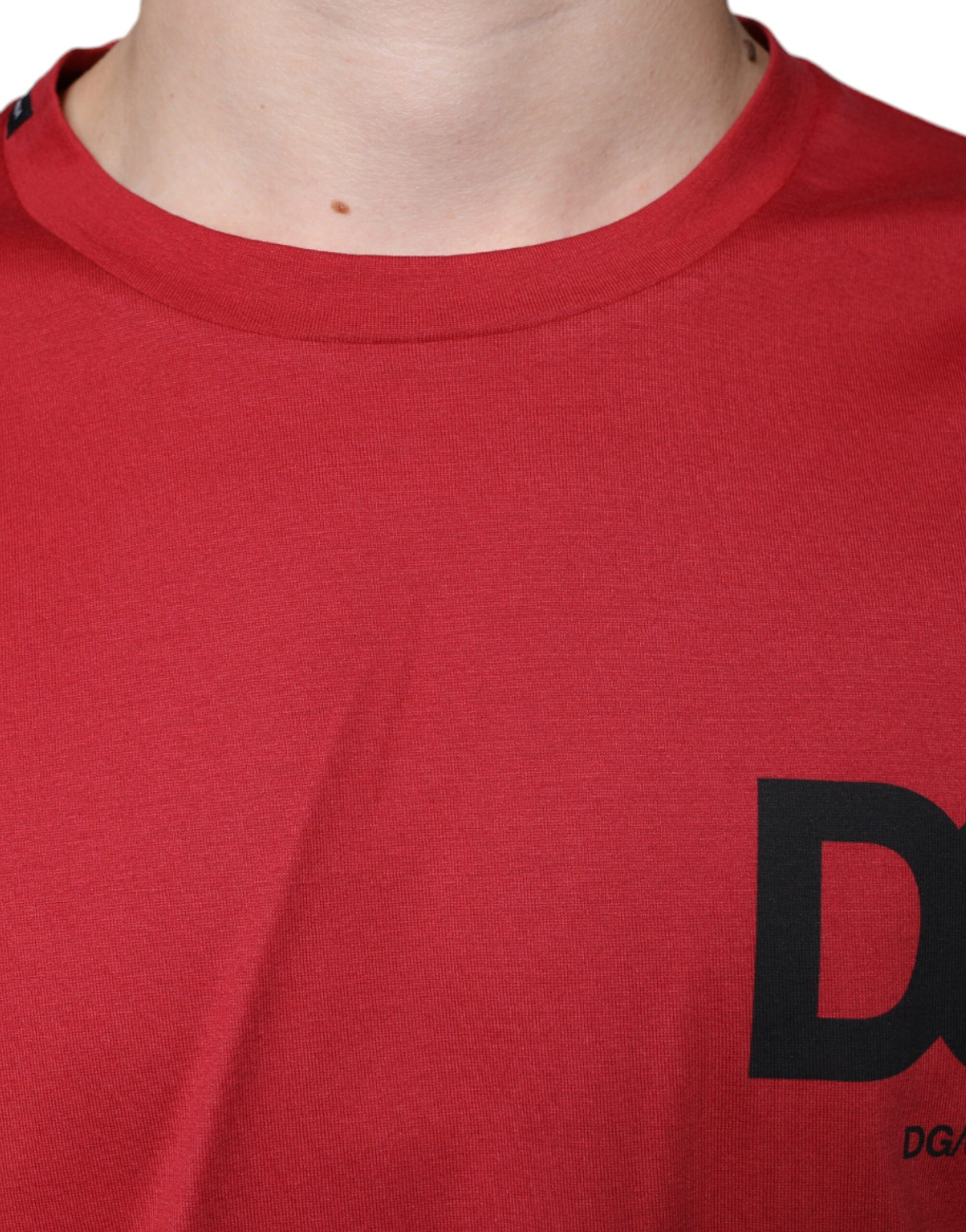 Rotes Baumwoll-T-Shirt mit Rundhalsausschnitt und DG-Logo-Print