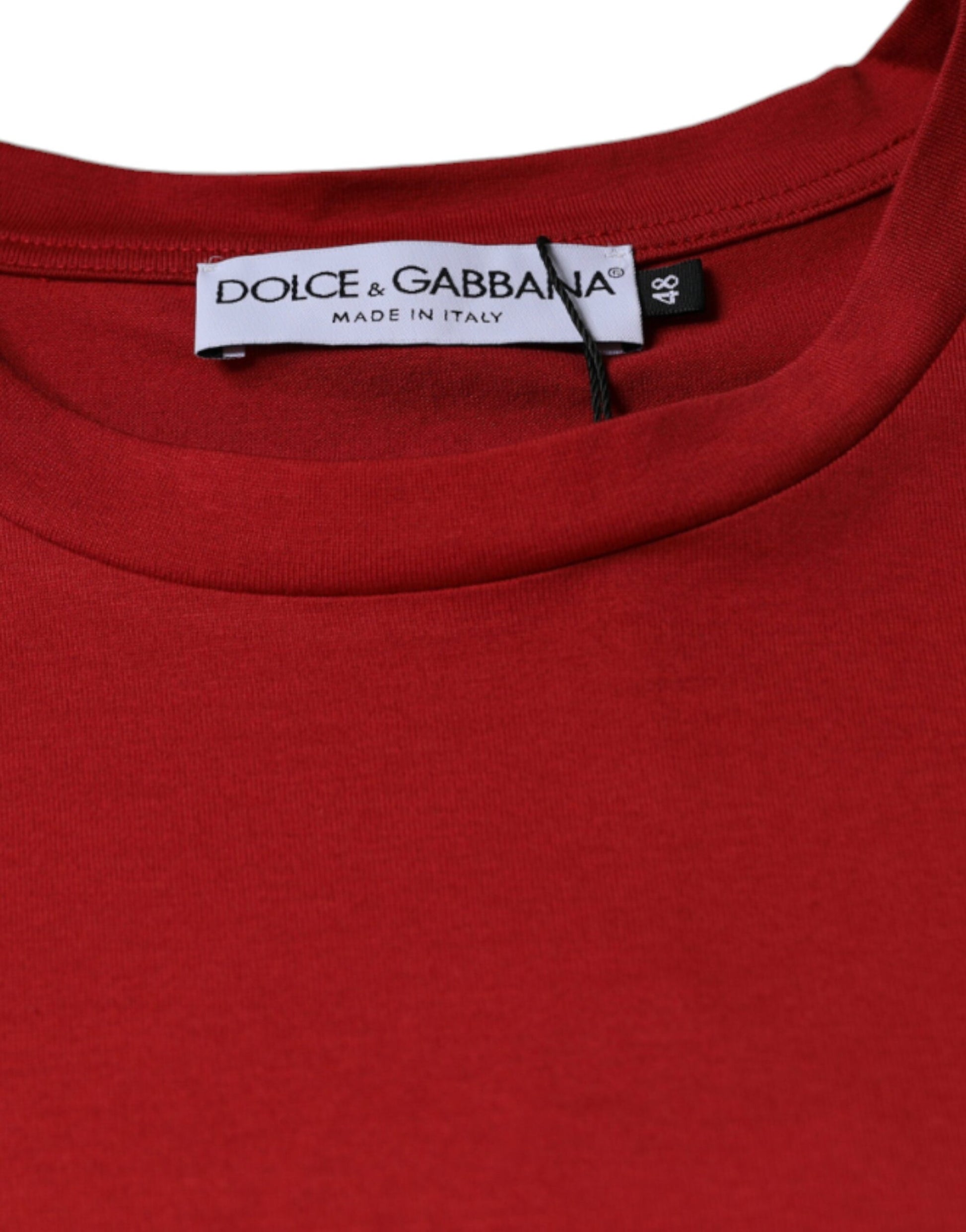 Rotes Baumwoll-T-Shirt mit Rundhalsausschnitt und DG-Logo-Print