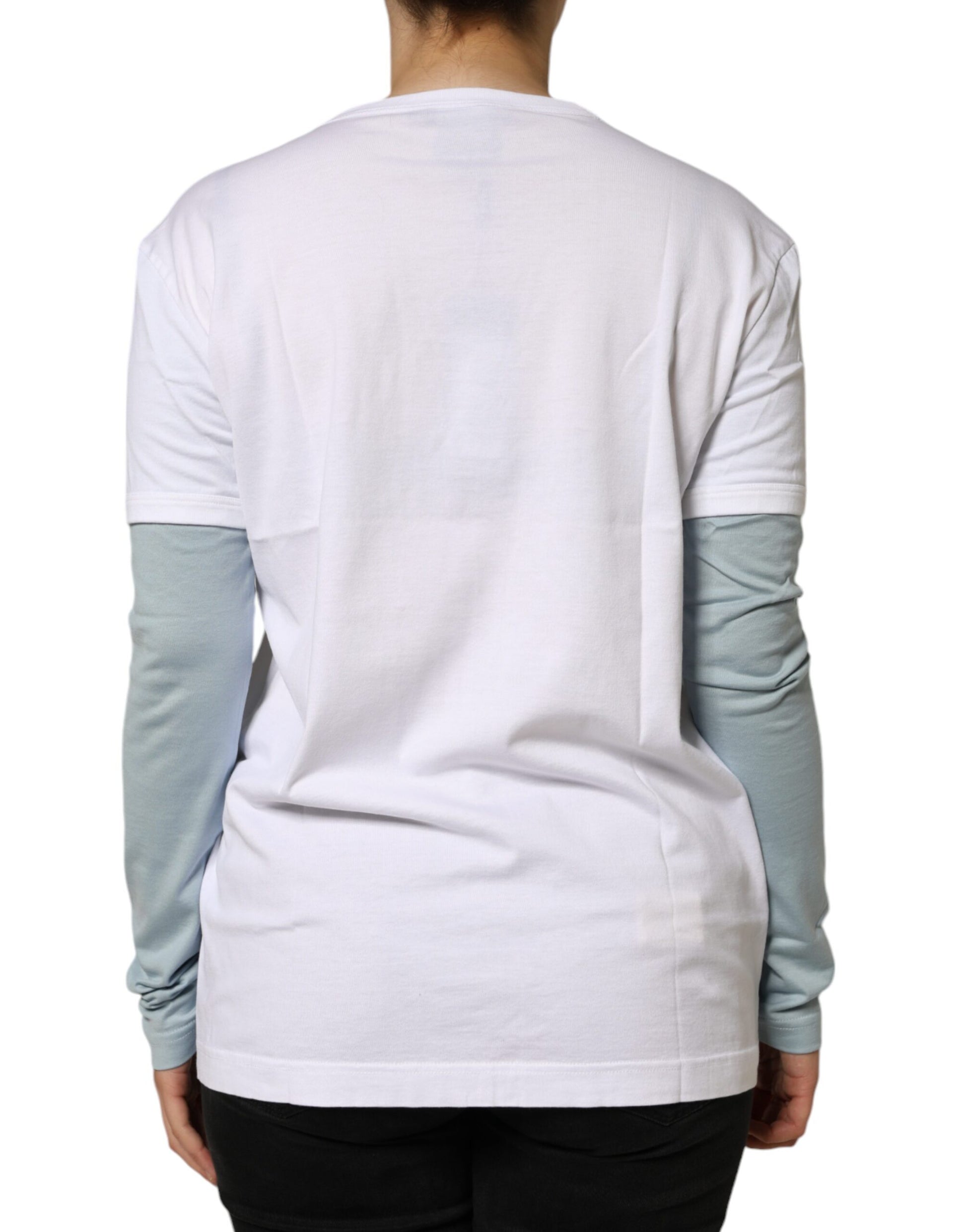 Weißes Rundhals-T-Shirt aus Baumwolle mit Logo-Print