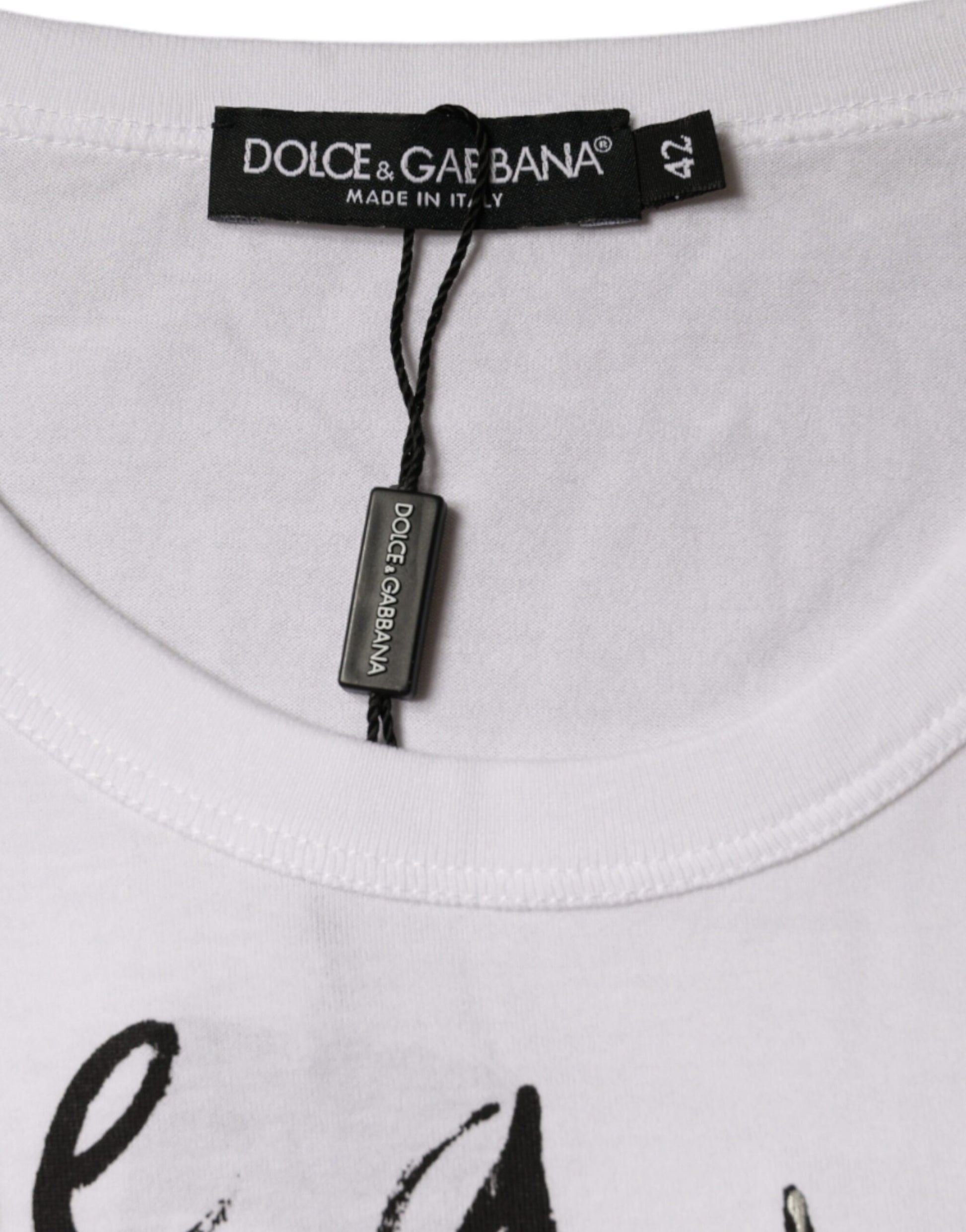 Weißes Rundhals-T-Shirt aus Baumwolle mit Logo-Print