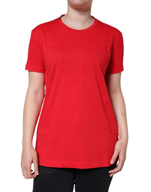 Rotes T-Shirt aus Baumwolle mit Rundhalsausschnitt und kurzen Ärmeln