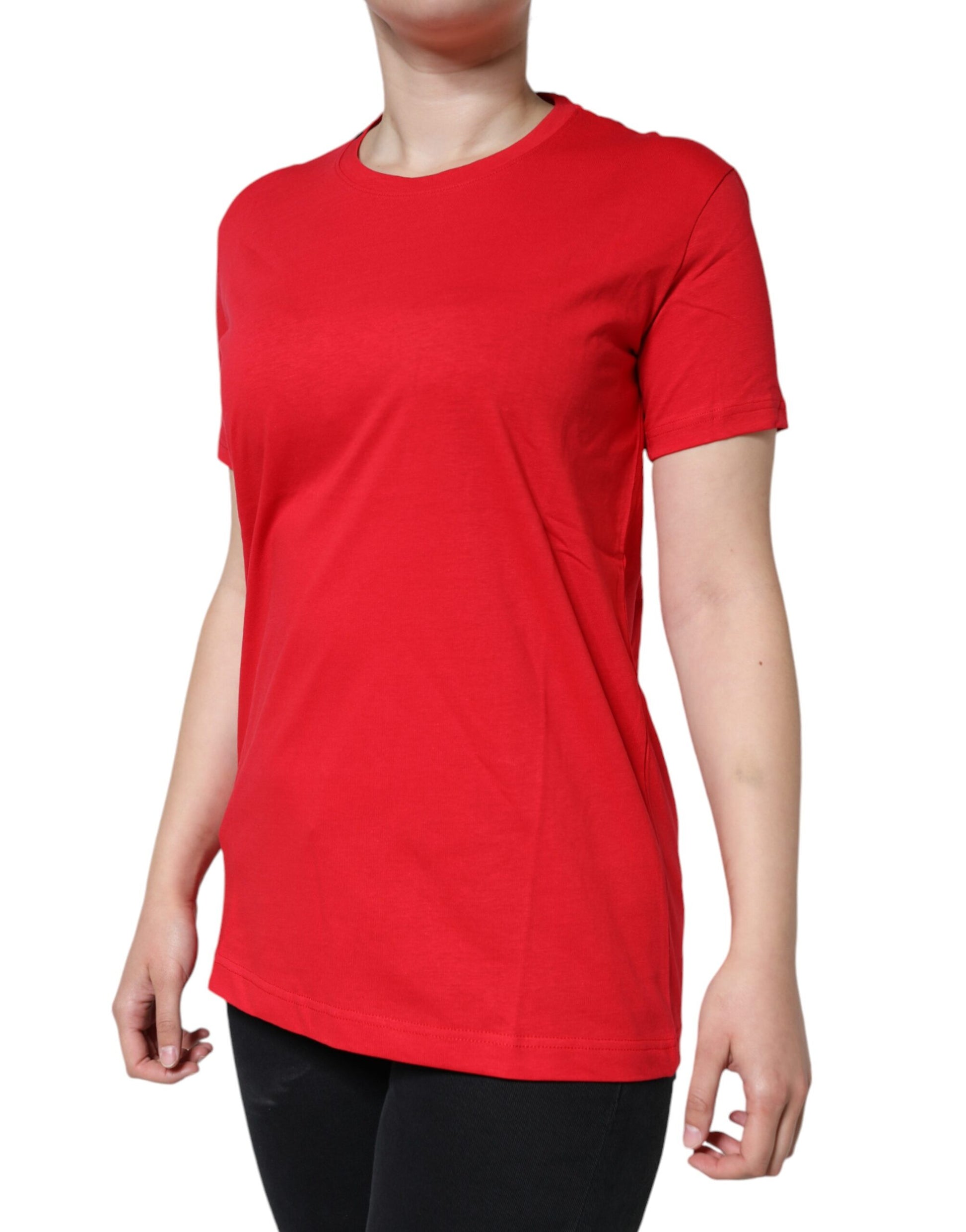 Rotes T-Shirt aus Baumwolle mit Rundhalsausschnitt und kurzen Ärmeln