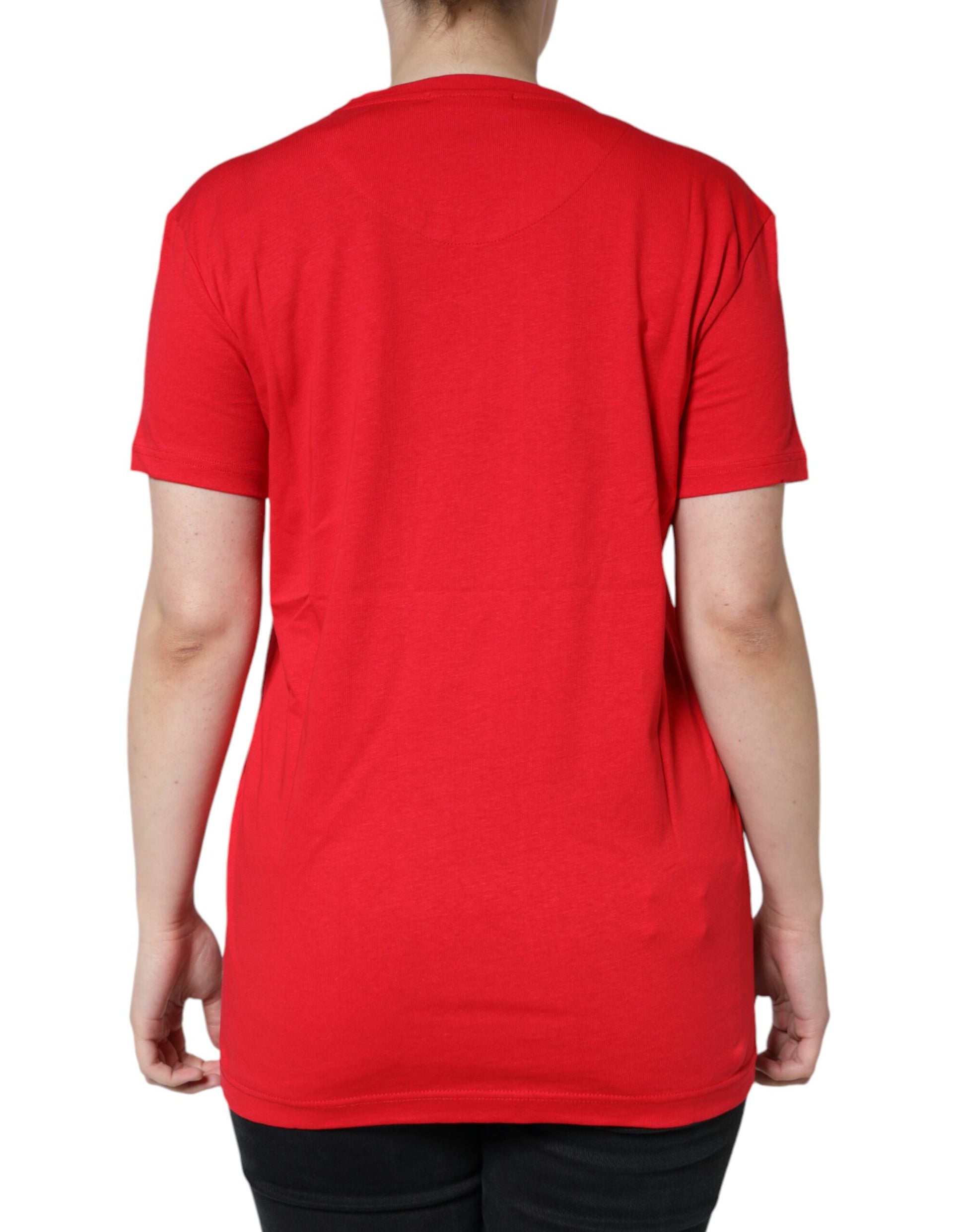 Rotes T-Shirt aus Baumwolle mit Rundhalsausschnitt und kurzen Ärmeln