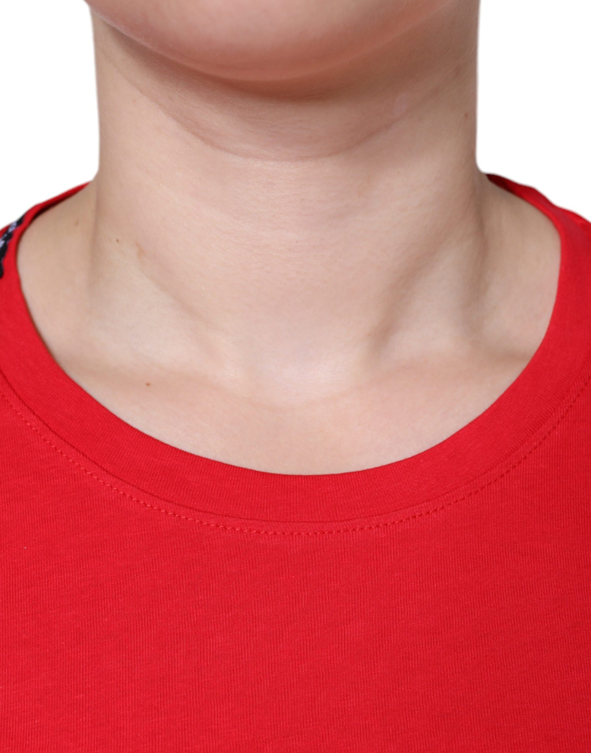 Rotes T-Shirt aus Baumwolle mit Rundhalsausschnitt und kurzen Ärmeln