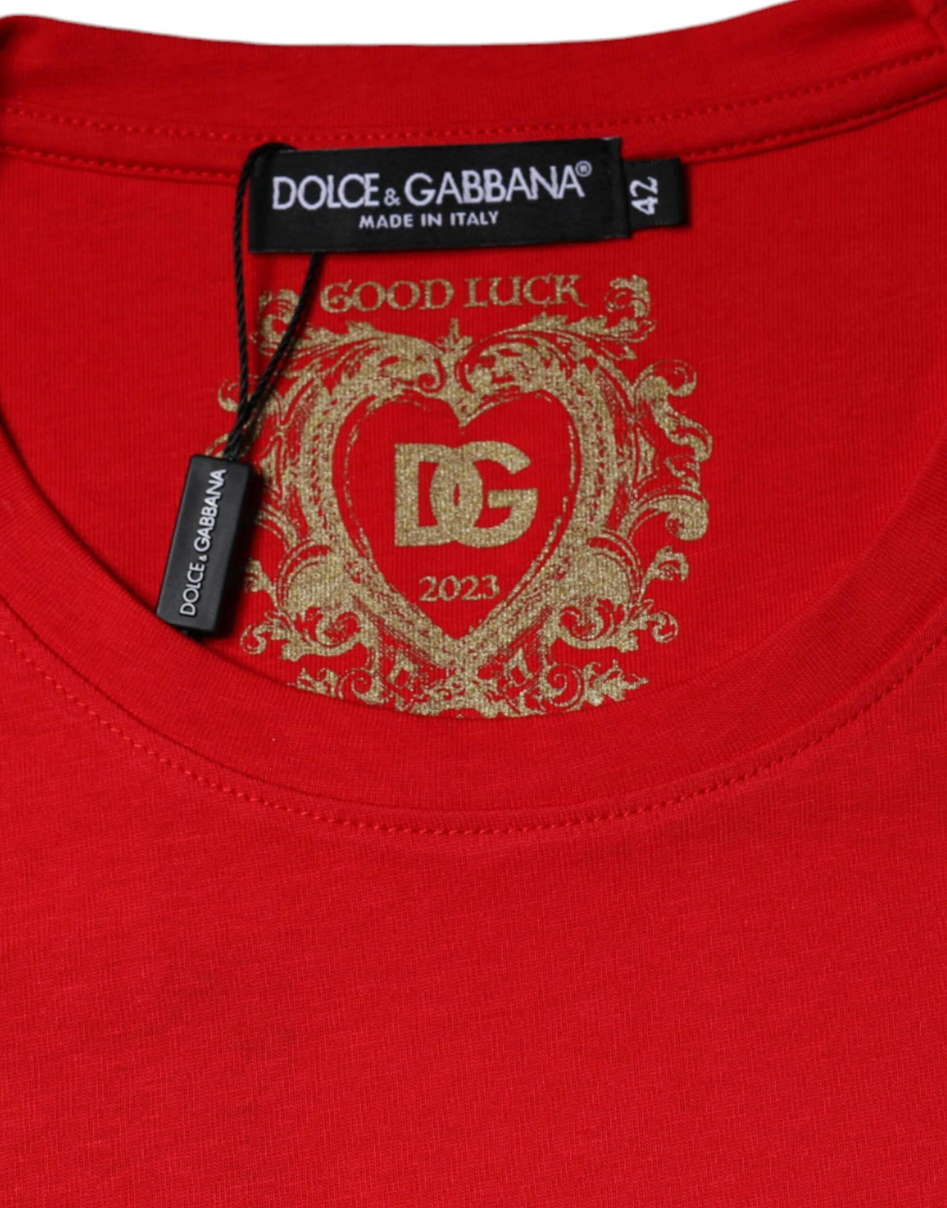 Rotes T-Shirt aus Baumwolle mit Rundhalsausschnitt und kurzen Ärmeln