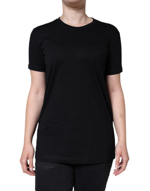 Schwarzes Kurzarm-T-Shirt aus Baumwolle mit Rundhalsausschnitt