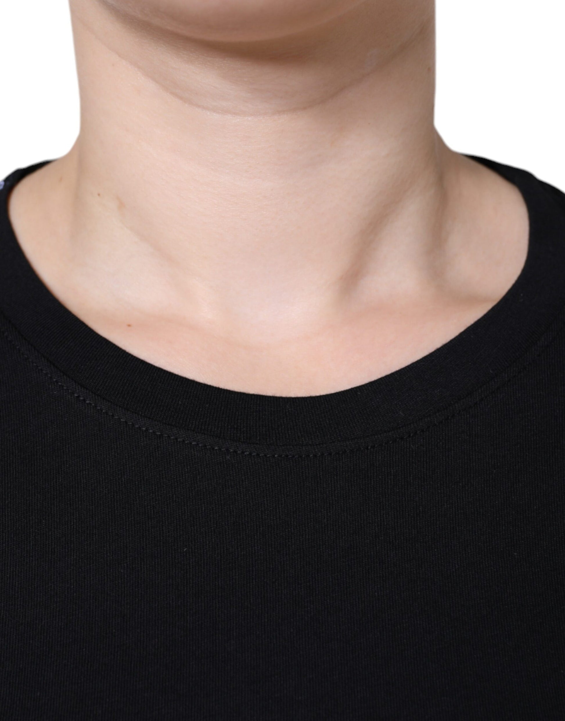 Schwarzes Kurzarm-T-Shirt aus Baumwolle mit Rundhalsausschnitt