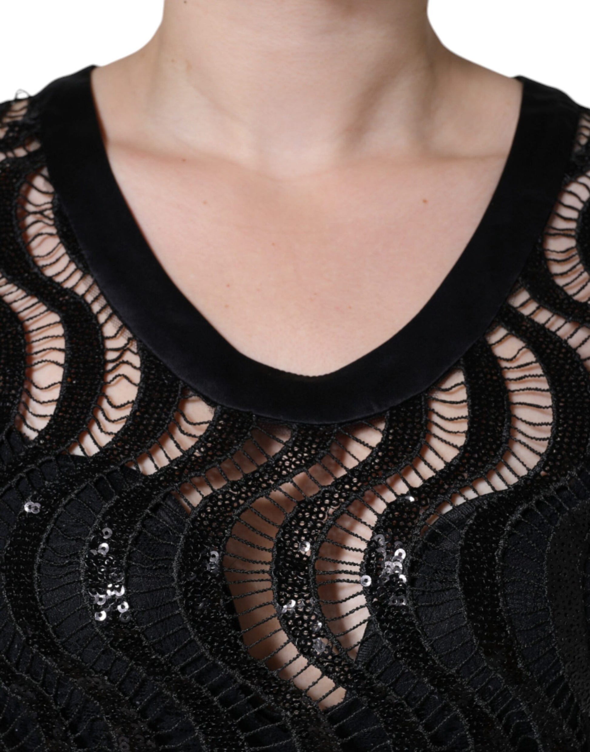 Schwarzes ärmelloses Tank-Bluse-Top mit Pailletten