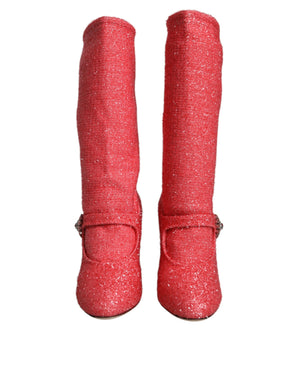 Rosa Kristall Lurex Fantasy Hohe Stiefel Schuhe