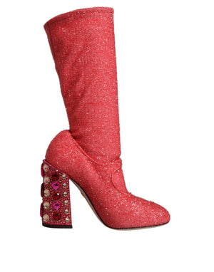 Rosa Kristall Lurex Fantasy Hohe Stiefel Schuhe