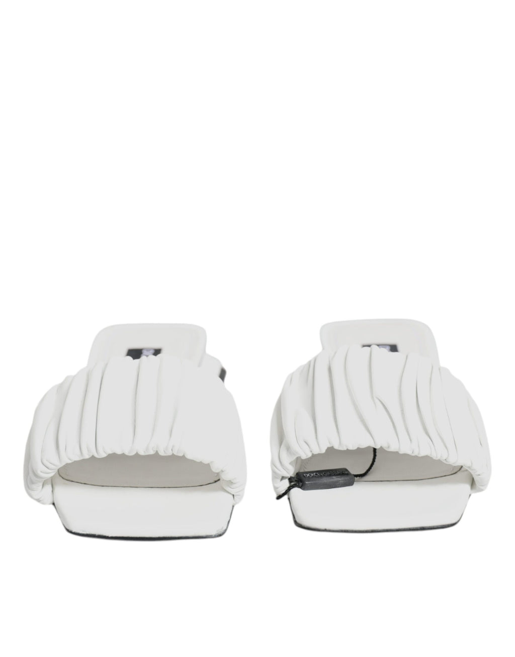 Weiße Leder-Slides Flats Sandalen Schuhe