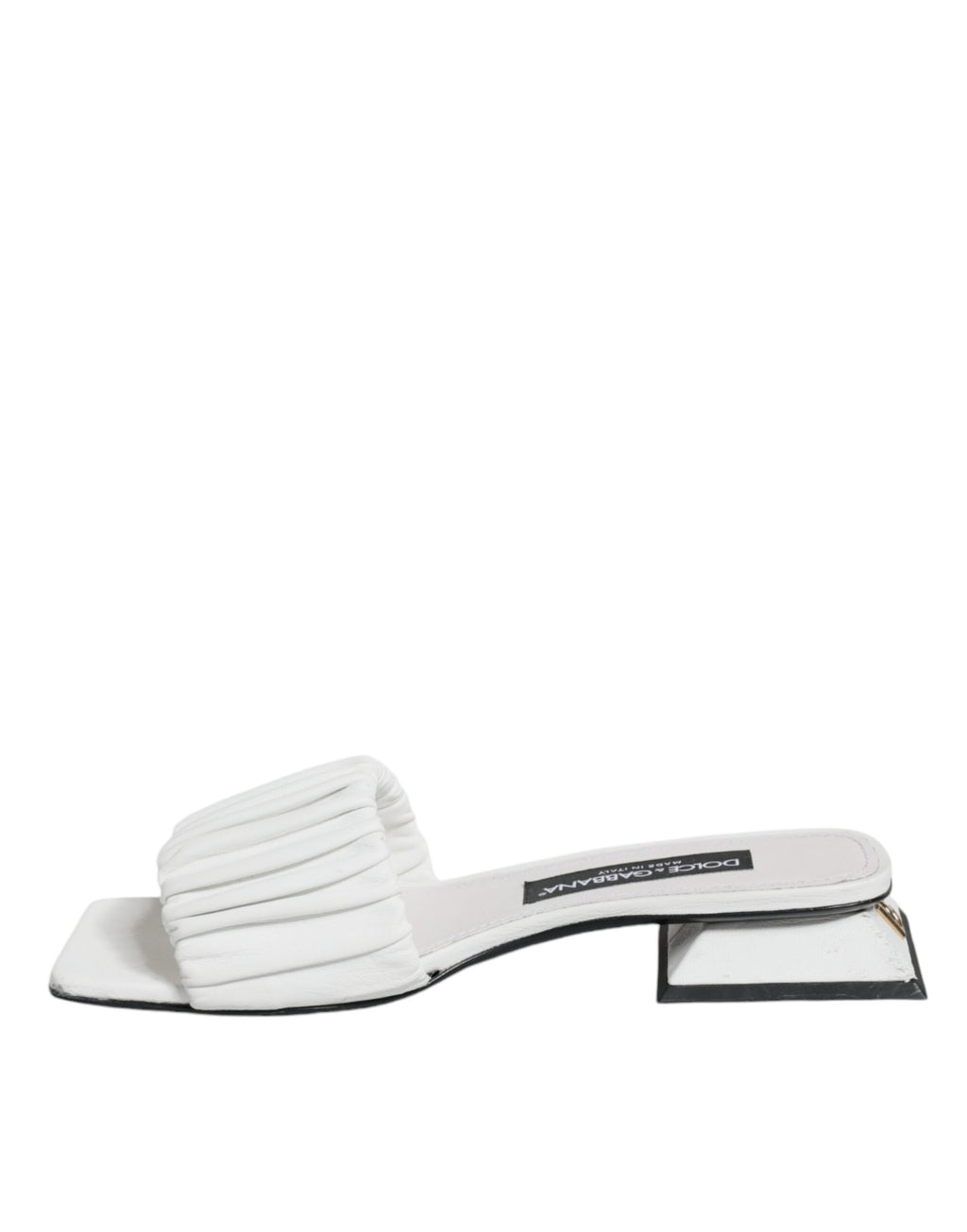 Weiße Leder-Slides Flats Sandalen Schuhe