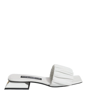 Weiße Leder-Slides Flats Sandalen Schuhe
