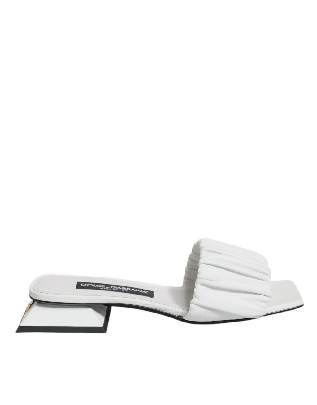Weiße Leder-Slides Flats Sandalen Schuhe