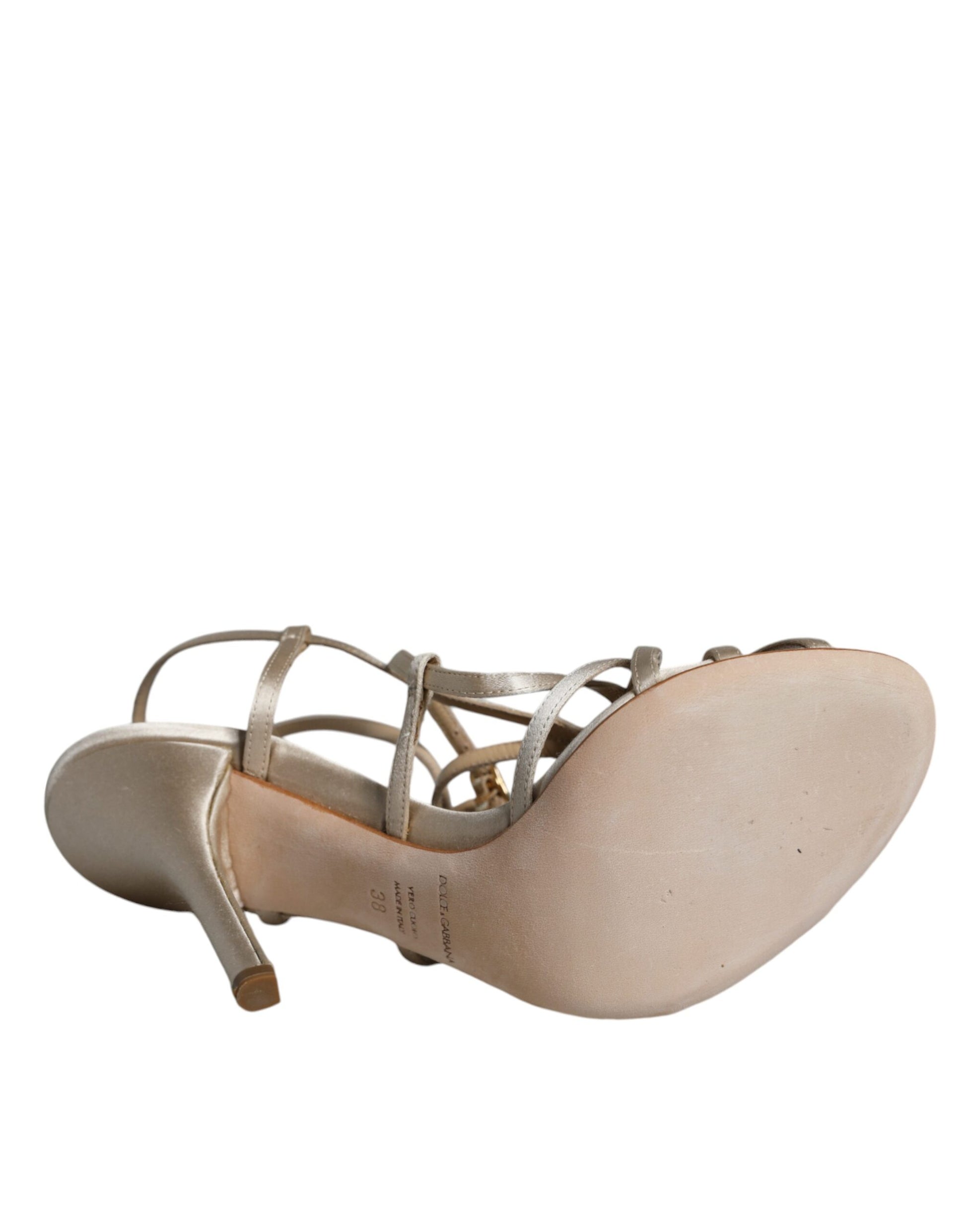 Beige Leder Stiletto Heels Sandalen Schuhe