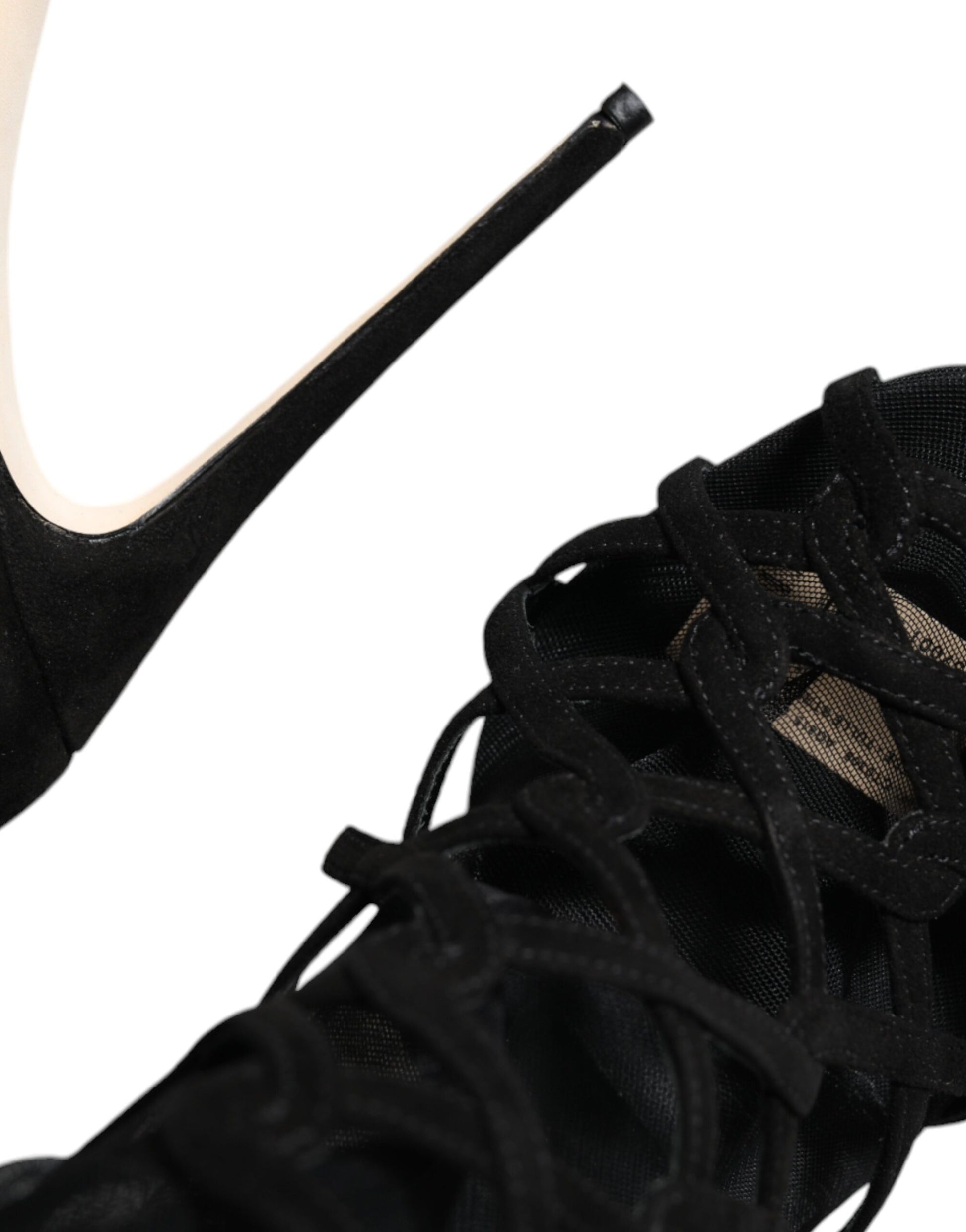 Schwarze Tüll Stretch Heels Sandalen Schuhe