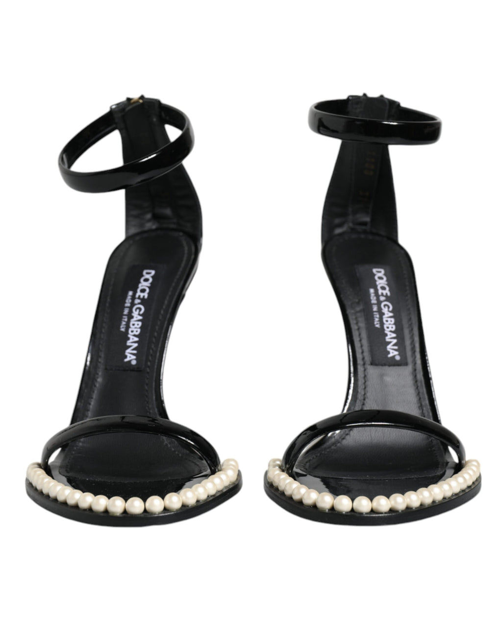 Schwarze Keira Leder Kunstperlen Sandalen Heels Schuhe