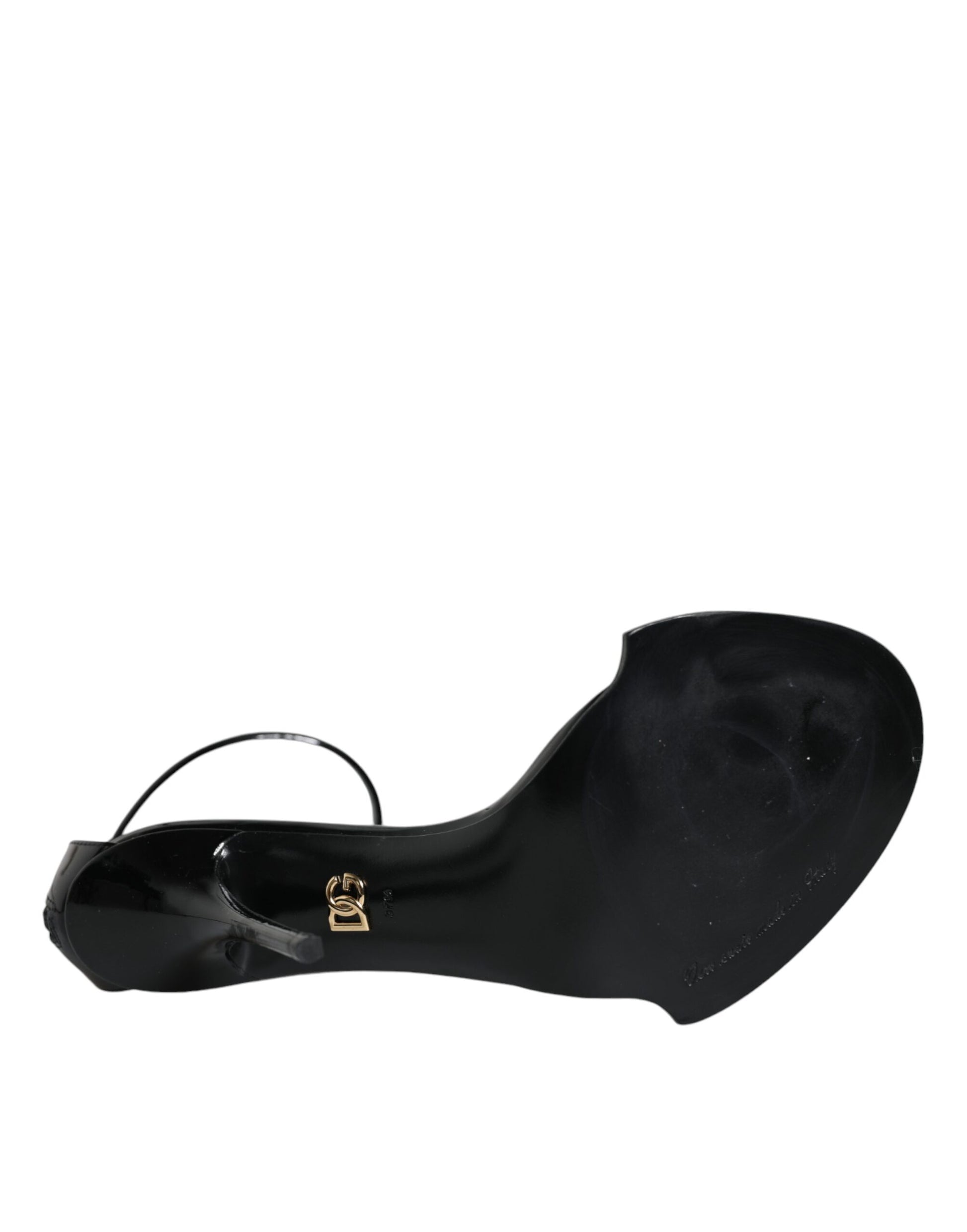 Schwarze Keira Leder Kunstperlen Sandalen Heels Schuhe