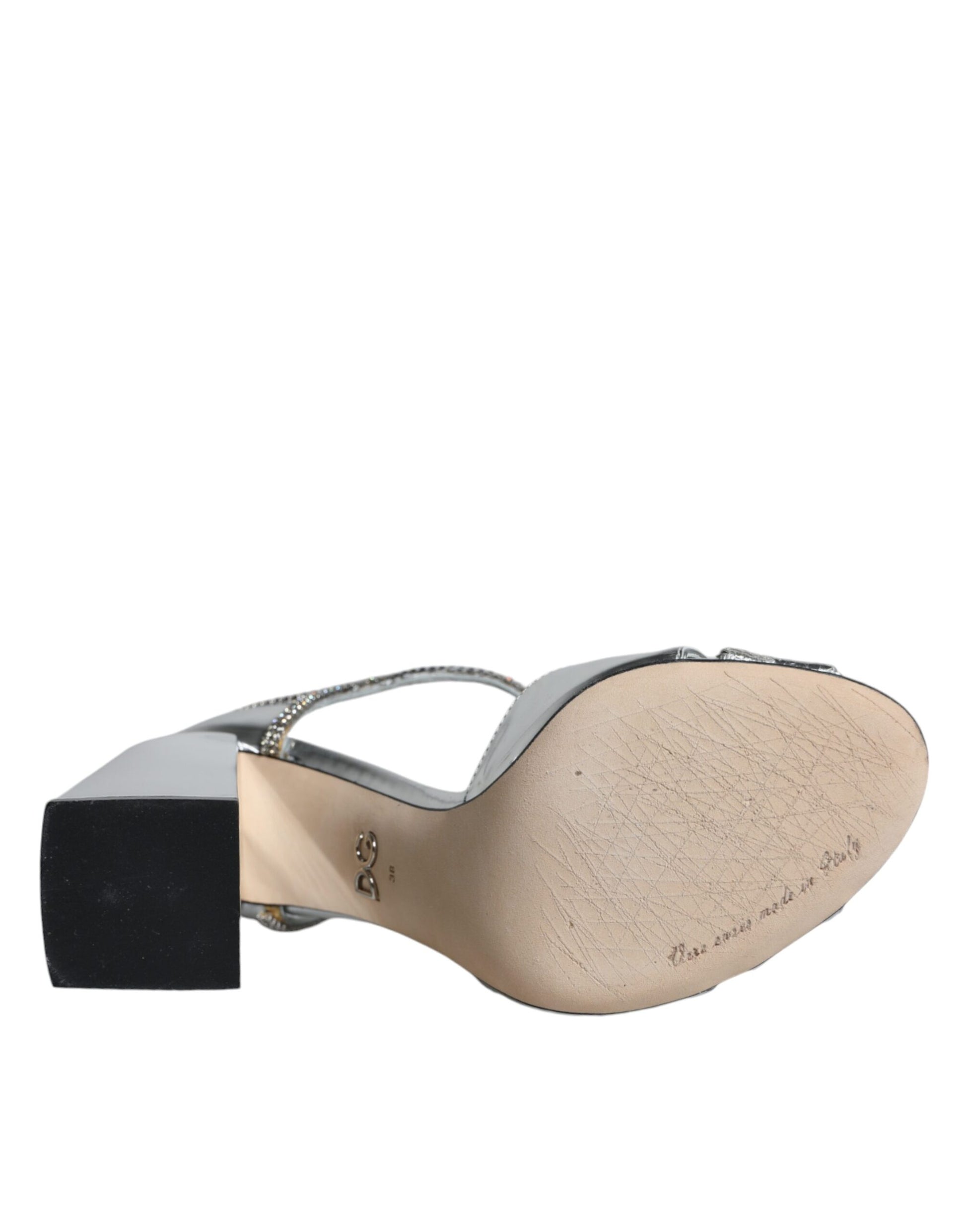 Silberne Leder T-Riemen Heels Sandalen Schuhe