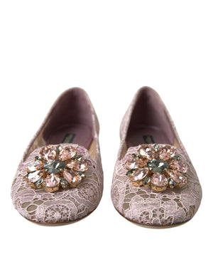 Rosa Spitze Kristall Ballerinas Loafers Schuhe