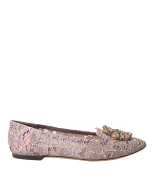 Rosa Spitze Kristall Ballerinas Loafers Schuhe