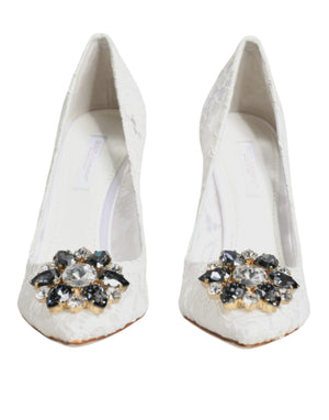 Weiße Taormina Spitze Kristall Heels Pumps Schuhe