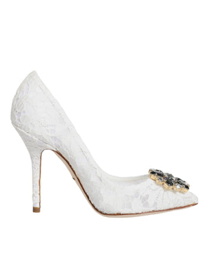 Weiße Taormina Spitze Kristall Heels Pumps Schuhe
