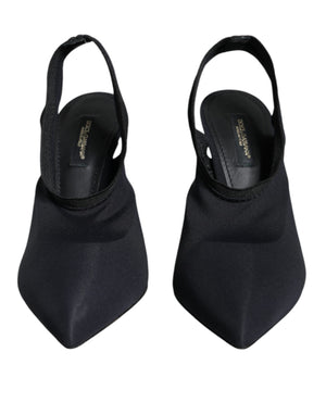 Schwarze Jersey-Stretch-Heels mit Slingback