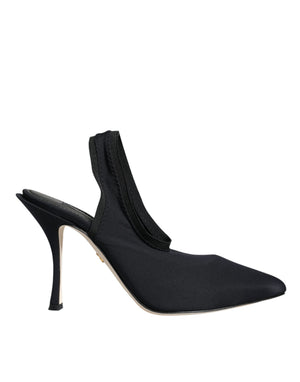Schwarze Jersey-Stretch-Heels mit Slingback