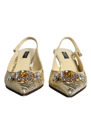 Gold Kristall Pumps Heels Slingbacks Schuhe