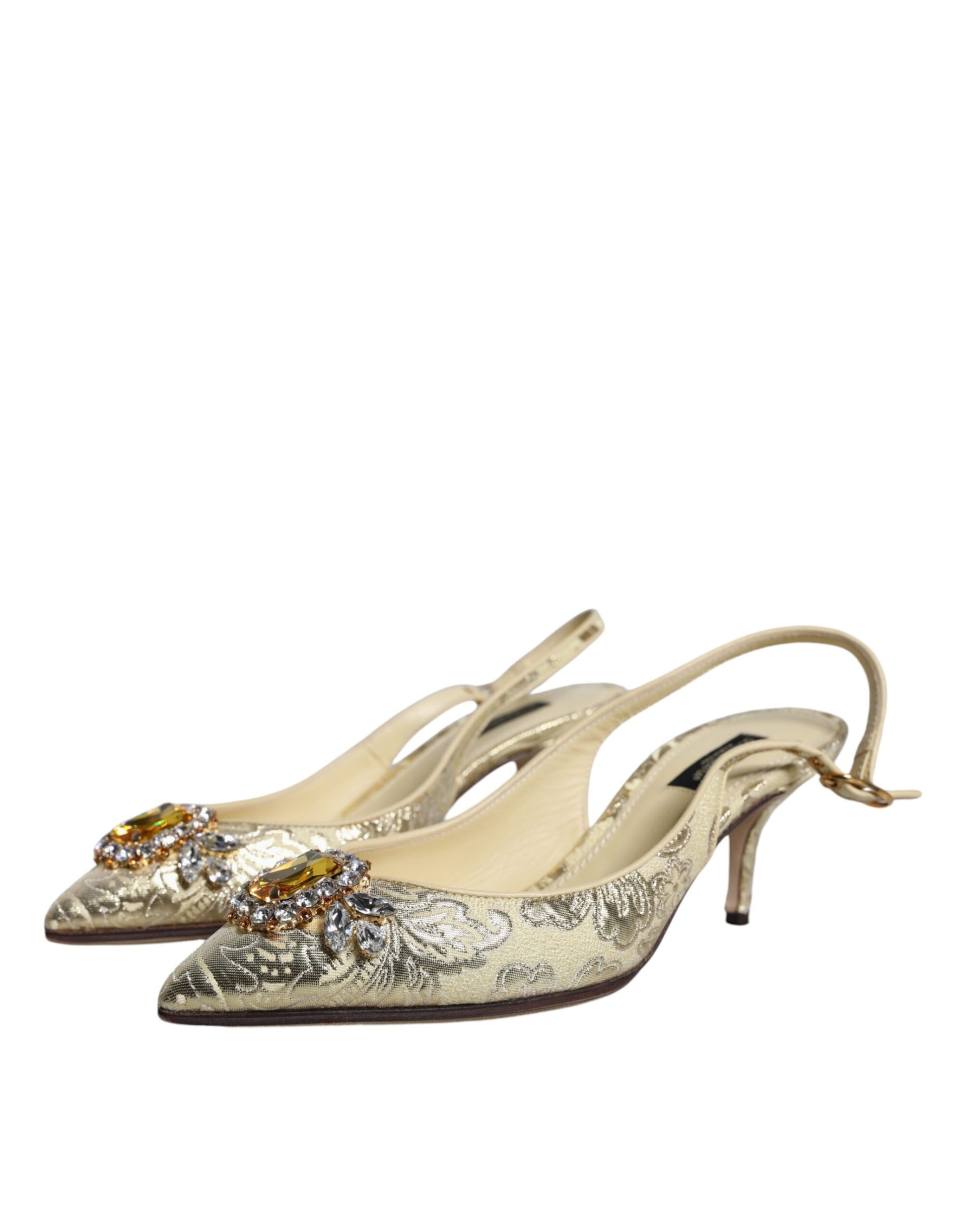 Gold Kristall Pumps Heels Slingbacks Schuhe