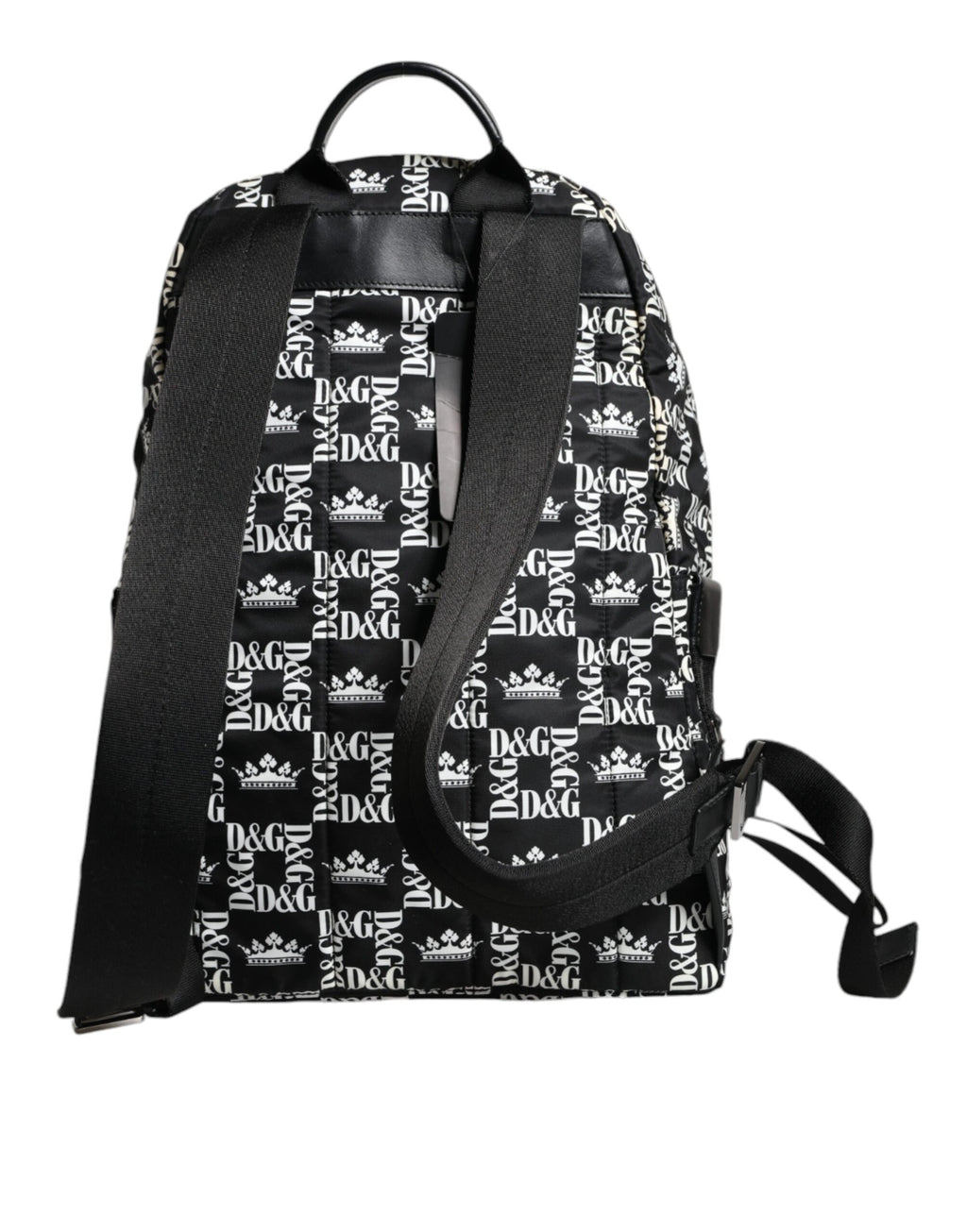 Schwarz-weißer Rucksack aus Nylon mit DG-Kronenlogo