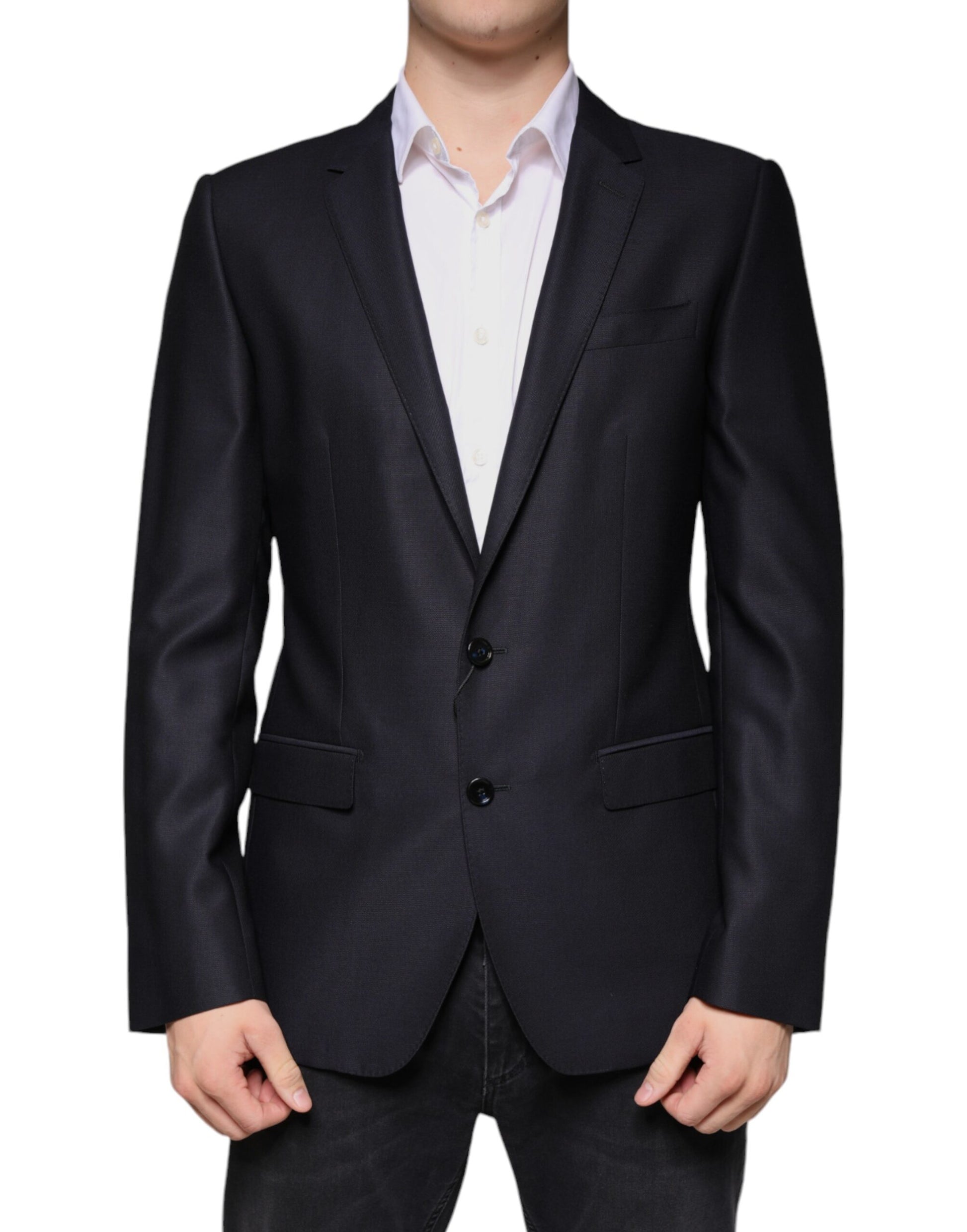 Dunkelblauer einreihiger Blazer aus Wolle